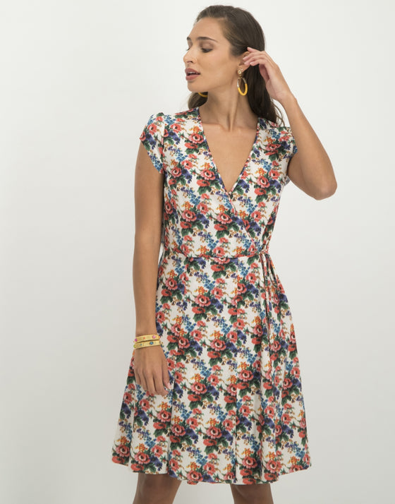 Joanne Dress Flower | White/Red