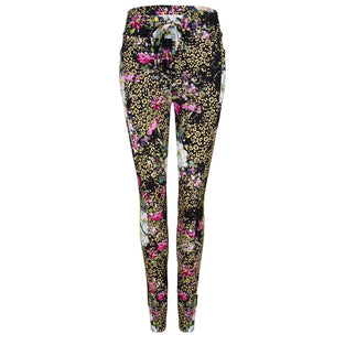 Khloe Drawstring Pants Leopard and Rose | Black