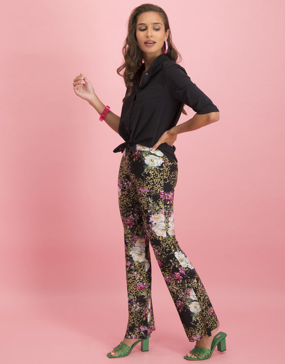 Billie Pants Leopard and Rose | Black
