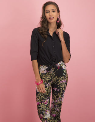 Chloe Cropped Blouse | Black