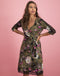 Staci Wrap Dress Leopard and Rose | Black
