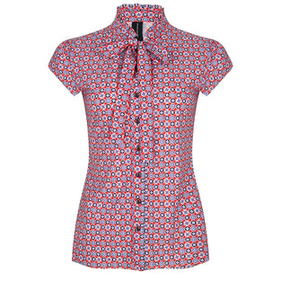 Tash Pussybow Blouse Graphic | White/Red