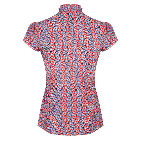 Tash Pussybow Blouse Graphic | White/Red