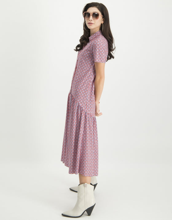 Tati Dress Graphic | White/Red