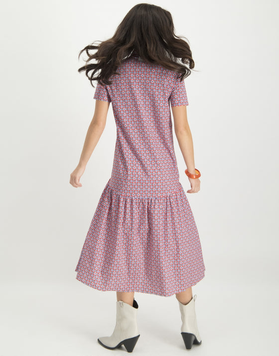 Tati Dress Graphic | White/Red