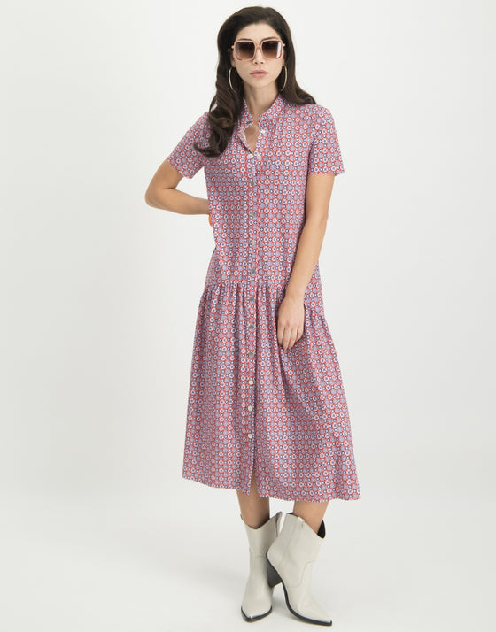 Tati Dress Graphic | White/Red