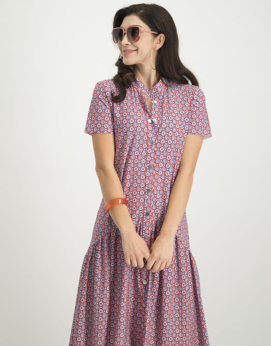 Tati Dress Graphic | White/Red